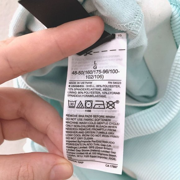 Gap GapFit Ribbed Blackout Twist-Knot Cropped Sports Bra Aqua Size L - Picture 9 of 9